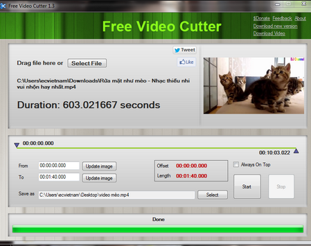 صورة من واجهة استخدام برنامج Free Video Cutter Joiner