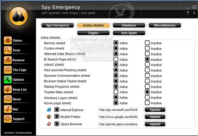 واجهة برنامج حماية Spy Emergency 24