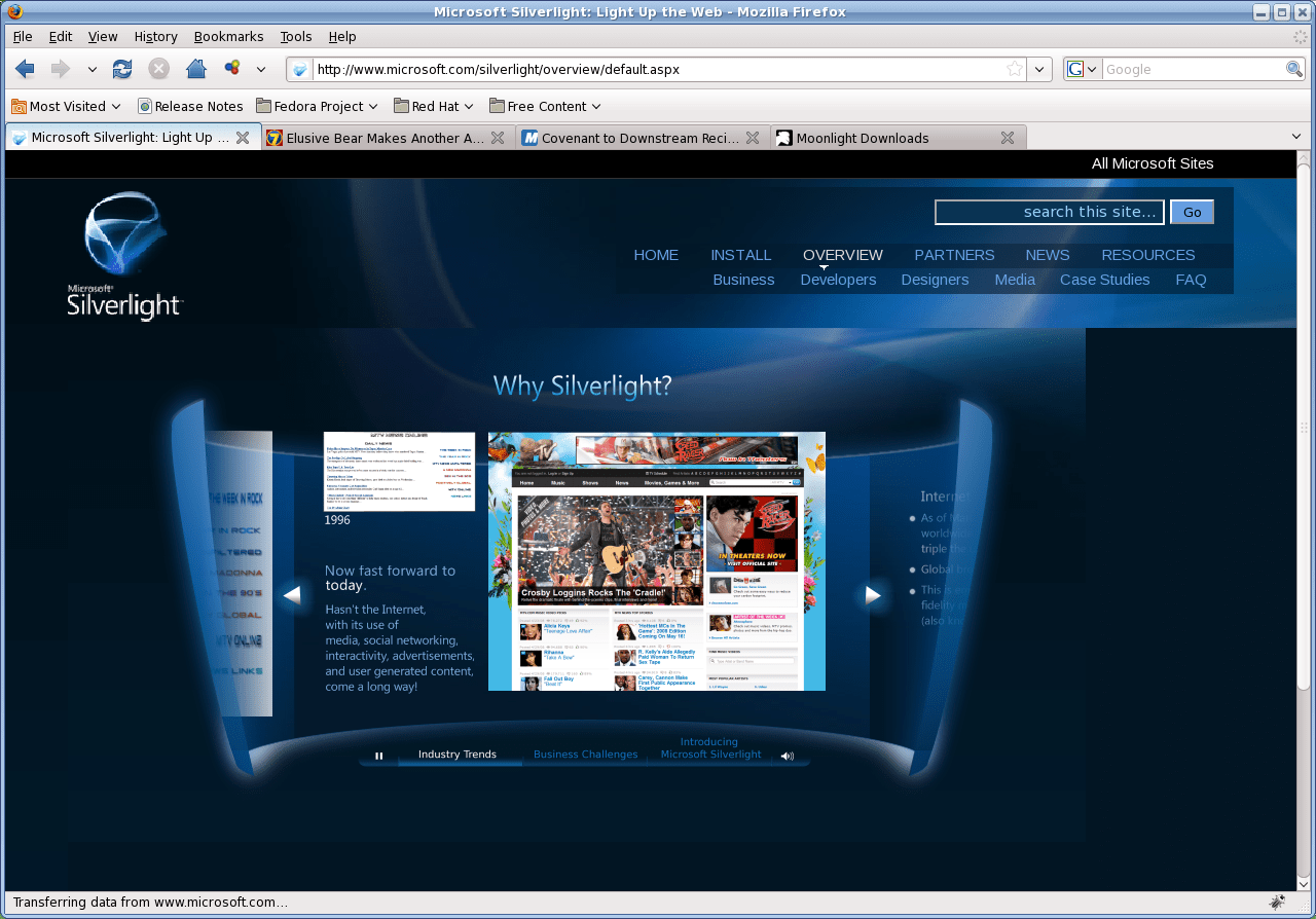 دعم المتصفحات في برنامج Microsoft Silverlight للكمبيوتر 